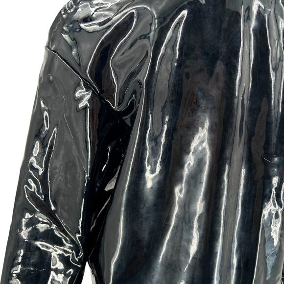 House of CB Womens Maniri Black Patent Vinyl Trench Coat Jacket Size Small S - Picture 9 of 12